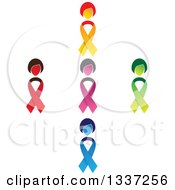 Clipart Of A Cross Made Of Colorful Cancer Awareness Ribbon Women Royalty Free Vector Illustration