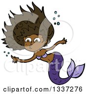 Cartoon Black Purple Black Mermaid Swimming And Pointing
