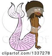 Cartoon Black Topless Mermaid Propping Herself Up With Her Arms
