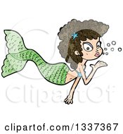 Textured Brunette White Mermaid Blowing A Kiss 4