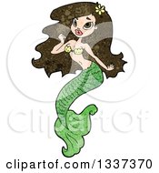 Clipart Of A Textured Beautiful Brunette White Mermaid 2 Royalty Free Vector Illustration
