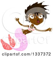 Clipart Of A Textured Black Mermaid Swimming 5 Royalty Free Vector Illustration