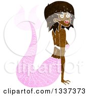 Poster, Art Print Of Textured Black Topless Mermaid Propping Herself Up With Her Arms