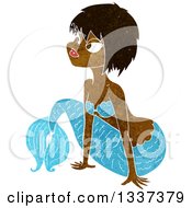 Clipart Of A Textured Black Topless Mermaid Propping Herself Up With Her Arms 2 Royalty Free Vector Illustration