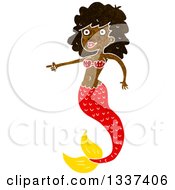 Poster, Art Print Of Textured Black Topless Mermaid Pointing
