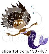 Poster, Art Print Of Textured Black Purple Black Mermaid Swimming And Pointing