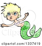 Clipart Of A Textured Blond White Mermaid Swimming 4 Royalty Free Vector Illustration