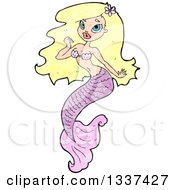 Clipart Of A Textured Beautiful Pink Blond White Mermaid Royalty Free Vector Illustration