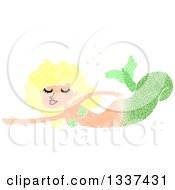 Clipart Of A Textured Blond White Mermaid Swimming 6 Royalty Free Vector Illustration