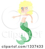 Clipart Of A Textured Blond White Mermaid Pointing 2 Royalty Free Vector Illustration