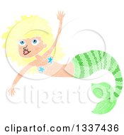 Poster, Art Print Of Textured Blond White Mermaid Swimming 7