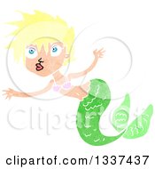 Clipart Of A Textured Blond White Mermaid Swimming 5 Royalty Free Vector Illustration