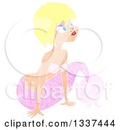 Clipart Of A Textured Pink Blond White Mermaid Pushing Herself Up With Her Arms 2 Royalty Free Vector Illustration