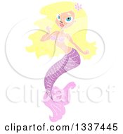 Clipart Of A Textured Beautiful Pink Blond White Mermaid 2 Royalty Free Vector Illustration