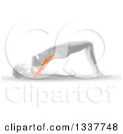 Clipart Of A 3d Anatomical Woman Stretching In A Yoga Pose With Visible Spine On White Royalty Free Illustration