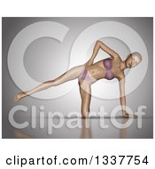 Poster, Art Print Of 3d Fit Caucasian Woman In A Yoga Pose On Gray