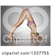 Poster, Art Print Of 3d Fit Caucasian Woman In A Yoga Pose On Gray 2