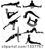 Poster, Art Print Of Black Silhouetted Women In Yoga Poses