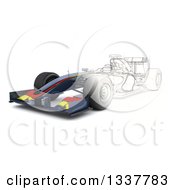 Poster, Art Print Of Half Sketch And 3d F1 Race Car