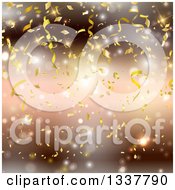 Poster, Art Print Of Background Of Falling Gold Confetti Over Blur And Flares