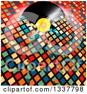 3d Music Vinyl Record Album Breaking Through Colorful Tiles