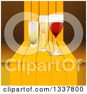 Poster, Art Print Of 3d Glasses Of Wine And Champagne On A Step