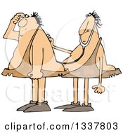 Clipart Of A Cartoon Chubby Caveman Doctor Holding A Stethoscope To A Patients Back Royalty Free Vector Illustration