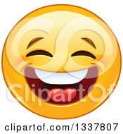 Poster, Art Print Of Cartoon Yellow Smiley Face Emoticon Laughing