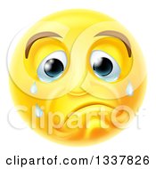 Clipart Of A 3d Yellow Smiley Emoji Emoticon Face Crying Royalty Free Vector Illustration by AtStockIllustration