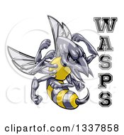 Tough Wasp Sports Team Mascot Holding Up Fists By Text