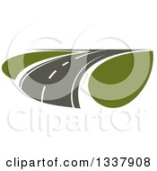 Poster, Art Print Of Curving Two Lane Road With Green Grass