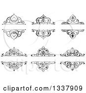 Clipart Of Black And White Ornate Vintage Floral Frame Design Elements With Text Space Royalty Free Vector Illustration