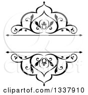 Poster, Art Print Of Black And White Ornate Vintage Floral Frame Design Element With Text Space