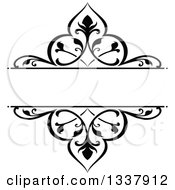 Clipart Of A Black And White Ornate Vintage Floral Frame Design Element With Text Space 3 Royalty Free Vector Illustration