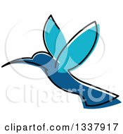 Poster, Art Print Of Sketched Blue Hummingbird