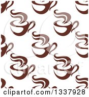 Poster, Art Print Of Seamless Background Pattern Of Steamy Brown Coffee Cups 10
