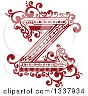 Clipart Of A Retro Red Capital Letter Z With Flourishes Royalty Free Vector Illustration