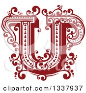 Clipart Of A Retro Red Capital Letter U With Flourishes Royalty Free Vector Illustration by Vector Tradition SM