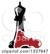 Clipart Of A Black Chess Queen Over A Fallen Red Pawn Royalty Free Vector Illustration