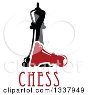 Poster, Art Print Of Black Chess Queen Over A Fallen Red Pawn And Text
