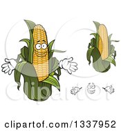 Clipart Of A Cartoon Face Hands And Corn Royalty Free Vector Illustration