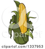 Poster, Art Print Of Cartoon Corn And Leaves