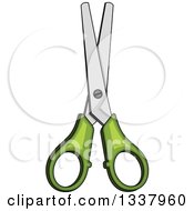 Clipart Of A Cartoon Pair Of Green Handled Scissors Royalty Free Vector Illustration
