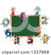 Poster, Art Print Of Cartoon Blank Chalkboard With Number Characters