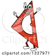Poster, Art Print Of Cartoon Happy Red Triangle Ruler Character