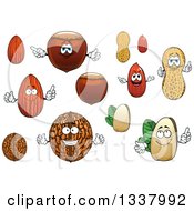 Clipart Of Cartoon Nut Characters Royalty Free Vector Illustration