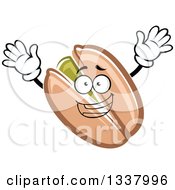 Clipart Of A Cartoon Pistachio Nut Character Cheering Royalty Free Vector Illustration by Vector Tradition SM