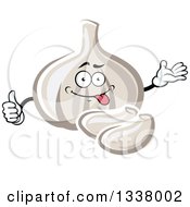 Clipart Of A Cartoon Goofy Garlic Character Giving A Thumb Up And Presenting Royalty Free Vector Illustration