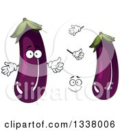 Poster, Art Print Of Cartoon Face Hands And Eggplants