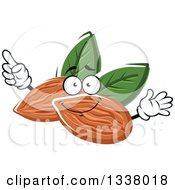 Poster, Art Print Of Cartoon Almonds With Leaves Character